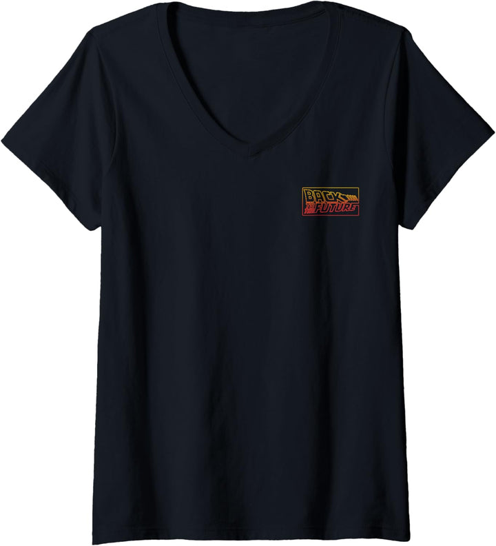 Back To The Future Gradient Line Art T-Shirt mit V-Ausschnitt