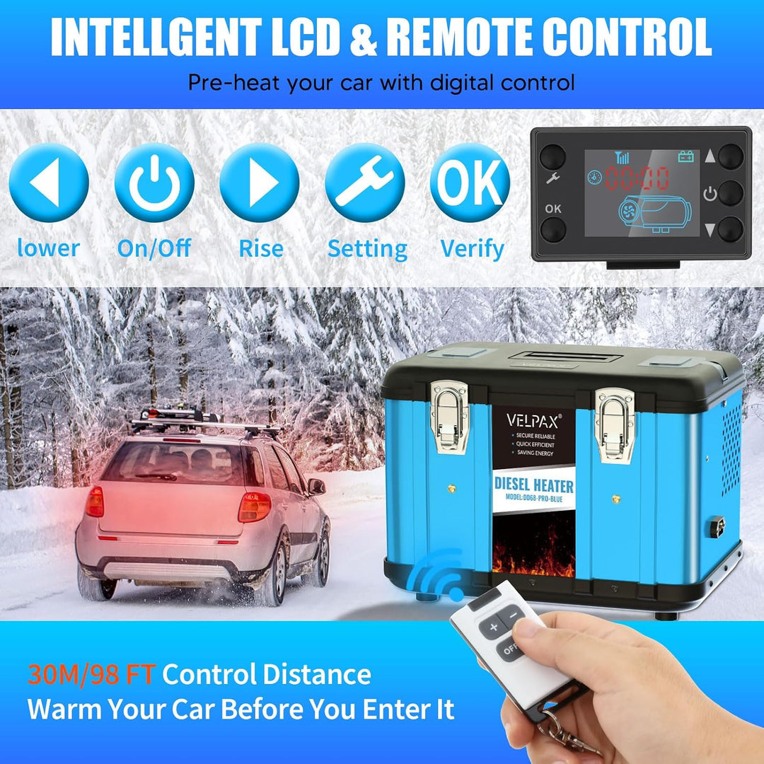 VELPAX Diesel Luftheizung All in One 8KW Dieselheizung,mit Fernbedienung & LCD-Schalterdisplay 12V &