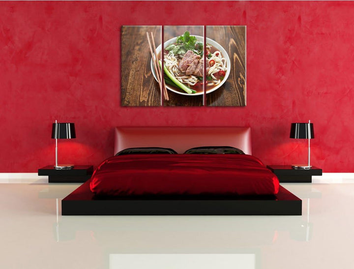 Japanische Brühe Miso als 3-Teiler Leinwandbild 120x80 Bild auf Leinwand, XXL riesige Bilder fertig