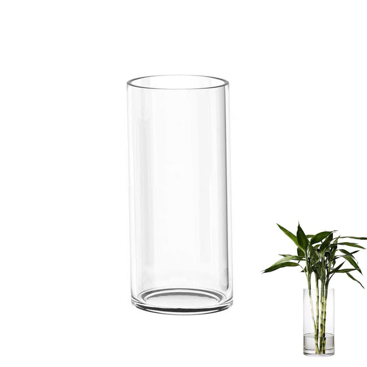 TSKDKIT Glas Blumenvase Modern Zylinder Vase, Handgemacht Kristall Vasen 20cm Hoch, Kerzenhalter Gla
