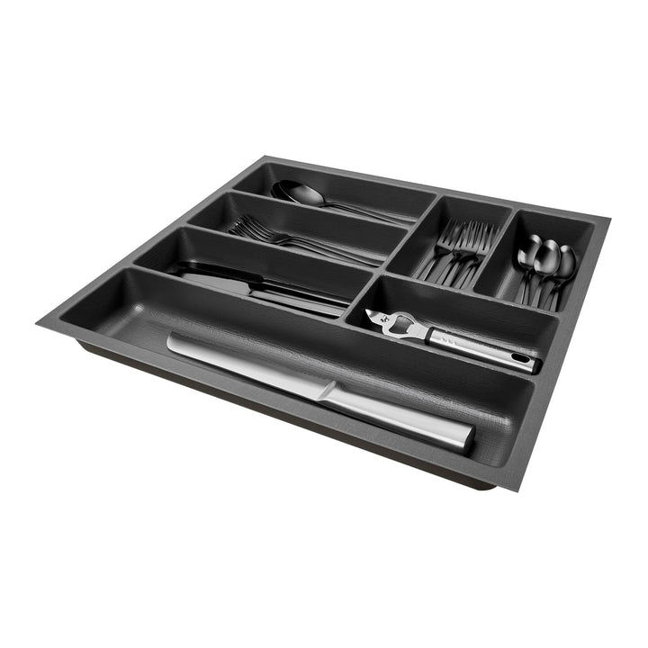 SO-BOX 2 Besteckkasten Breite 40,9 cm, Tiefe 46,2 cm mit anthraziter Kanvas-Struktur für Schubladen