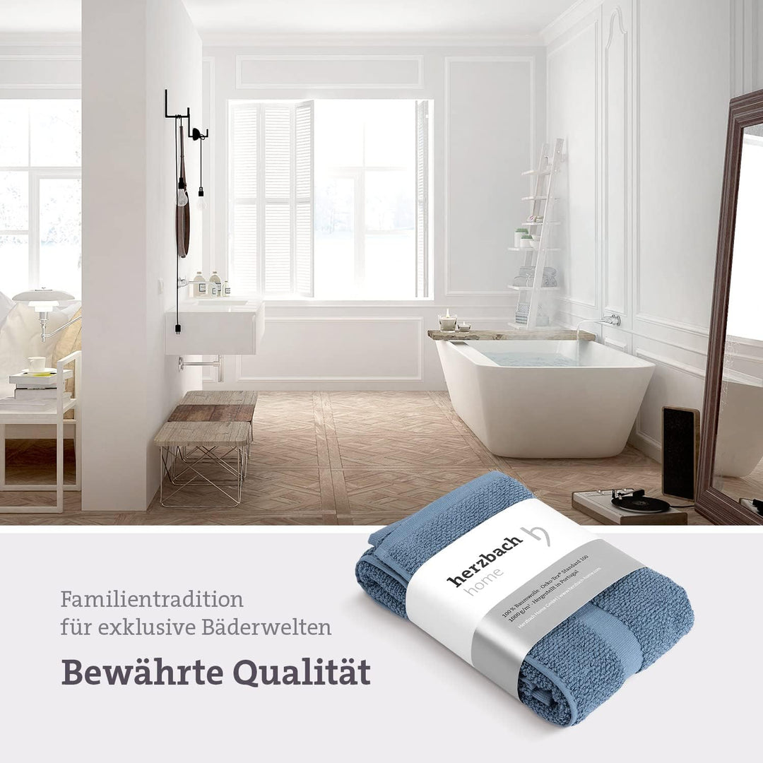 herzbach home Badvorleger 100% Baumwolle | Duschvorleger | 1.000 g/m² | Saugfähig | Waschbar (Blau,
