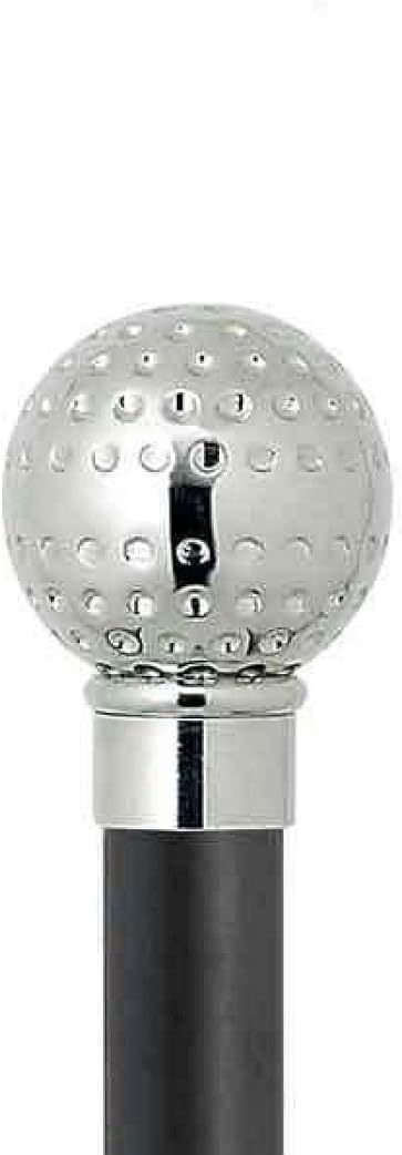 Design Schuhanzieher Schuhlöffel 70 cm mit silbernem Golfball als Griff, schwarzer Holzschaft