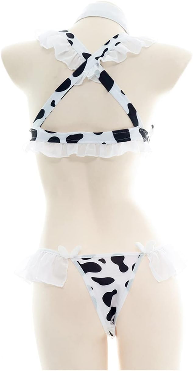 SINGUYUN Damen Anime Kuh Bikini Cosplay Dessous Lolita Kawaii BH und Panty Set Japanische Unterwäsch