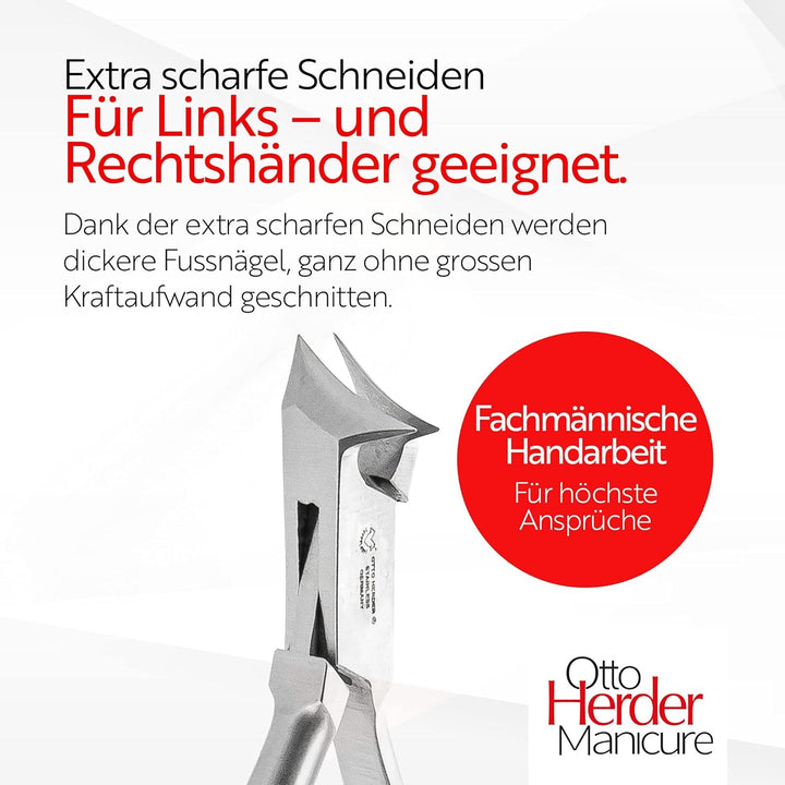 OTTO HERDER NAGELZANGE - Kopfschneider Fussnagelzange für starke Fussnägel 14cm aus Edelstahl 2cm Sc