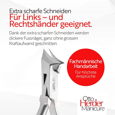 OTTO HERDER NAGELZANGE - Kopfschneider Fussnagelzange für starke Fussnägel 14cm aus Edelstahl 2cm Sc