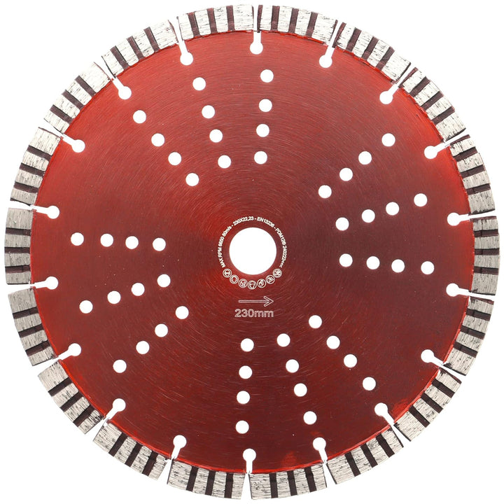 PRODIAMANT Turbo Diamant-Trennscheibe 230mm x 22,23 mm Segmenthöhe 12mm für Beton Naturstein Ziegel