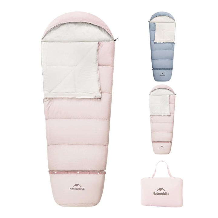 Naturehike Kinder Schlafsack Outdoor 3-Jahreszeiten Warm, 180 g/m² und 300 g/m² Füllstoff, Verlänger