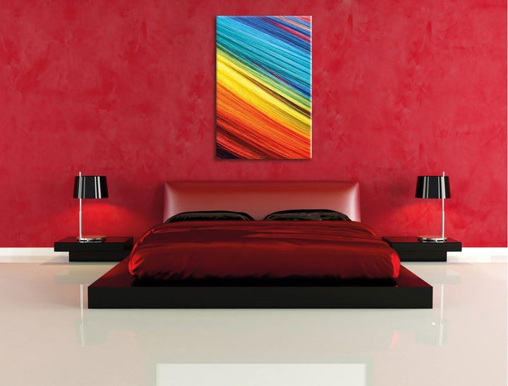 Pixxprint Bunte Streifen, Format: 100x70 auf Leinwand, XXL riesige Bilder fertig gerahmt mit Keilrah