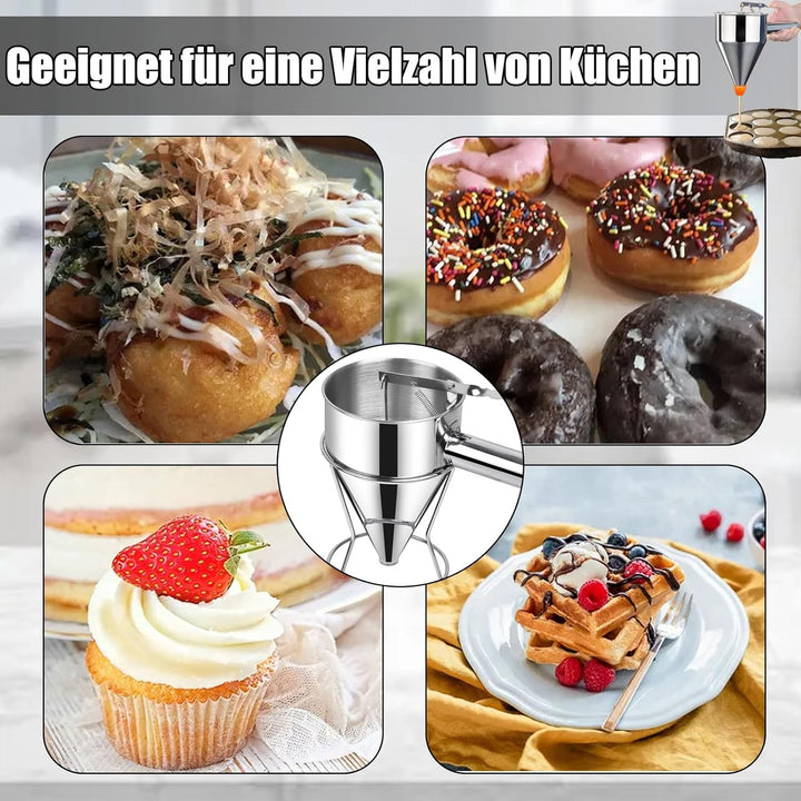 Pfannkuchen Teigspender, 1200ml Pfannkuchen Teigspender Teigportionierer Edelstahl, Verdicken Kuchen