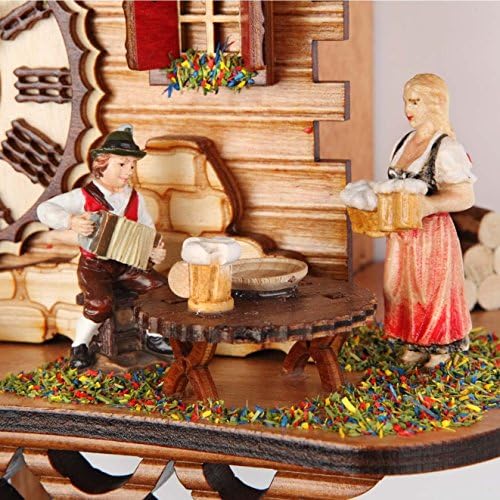 Quarz Kuckucksuhr Schwarzwaldhaus mit Musik, drehende Tänzer TU 474 QMT HZZG