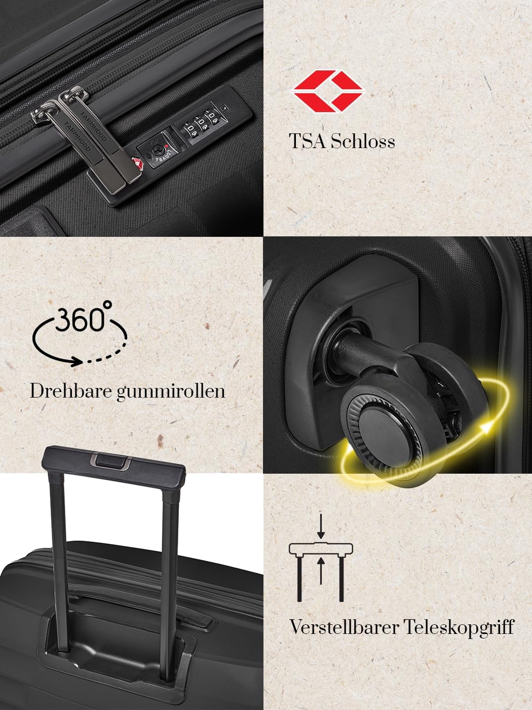 Eco Edition Mittelgrosser Hartschalen Koffer nachhaltig | Trolley 44 x 26 x 67 cm mit Dehnfalte von