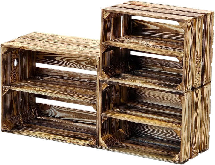 Teramico Vintage Obstkisten Geflammt |Weinkisten &amp; Holzkisten| Ideal für Möbelbau DIY und Dekoration