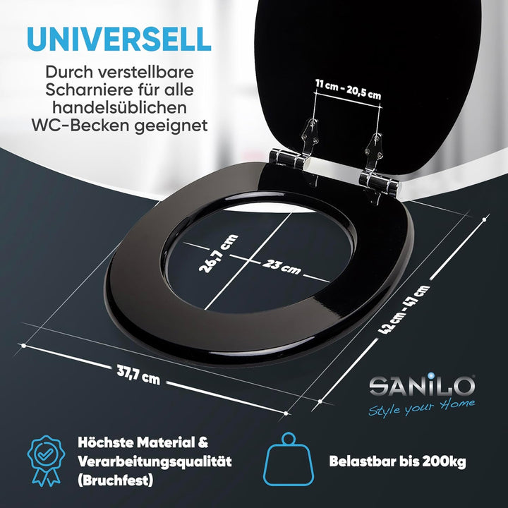 Sanilo WC-Sitz mit Absenkautomatik I Hochwertiger Toilettensitz aus Holz I Toilettendeckel in versch