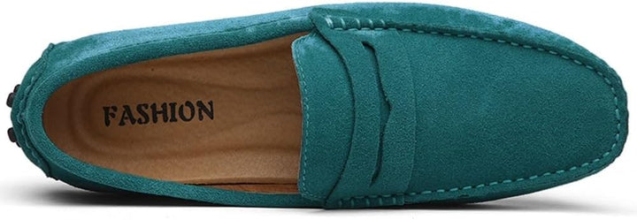 Herren Wildleder Penny Loafers Gemütlich Fahrende Schuhe Mokassin Slippers 43 EU Himmelblau, 43 EU H