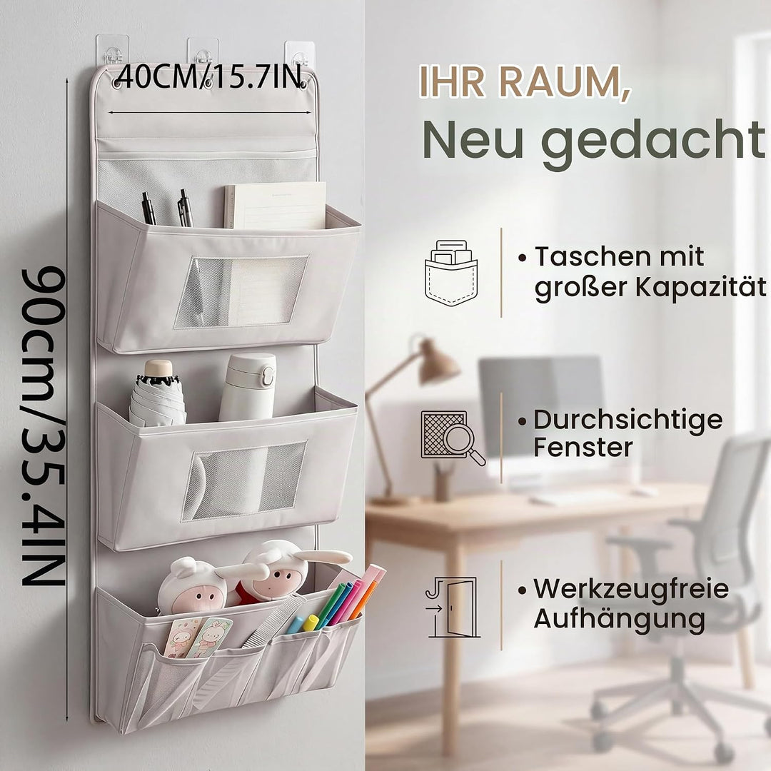 Hängeorganizer 40x90cm, 3 Schichten Tür Organizer Hängend Wandorganizer aus Oxford Stoff Hängeregal