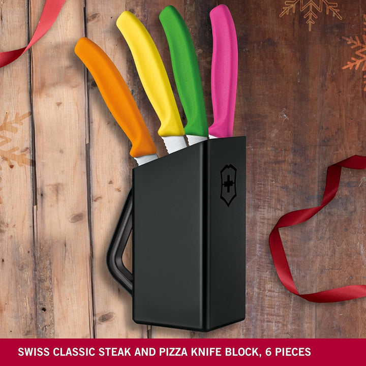 Victorinox Swiss Classic Messerblock für Steak- und Pizzamesser, 4-teilig gefüllt, Messer-Aufbewahru