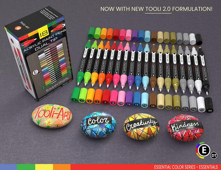 TOOLI-ART Acrylfarben-Marker-Set Essential Color Series für Felsmalerei, Leinwand, Tassen, Kunststof