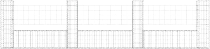 Festnight Gabionenwand Gabionenkorb U-Form mit 4 Säulen Gabione Gabionenkörbe Gabionen Hochbeet Stei