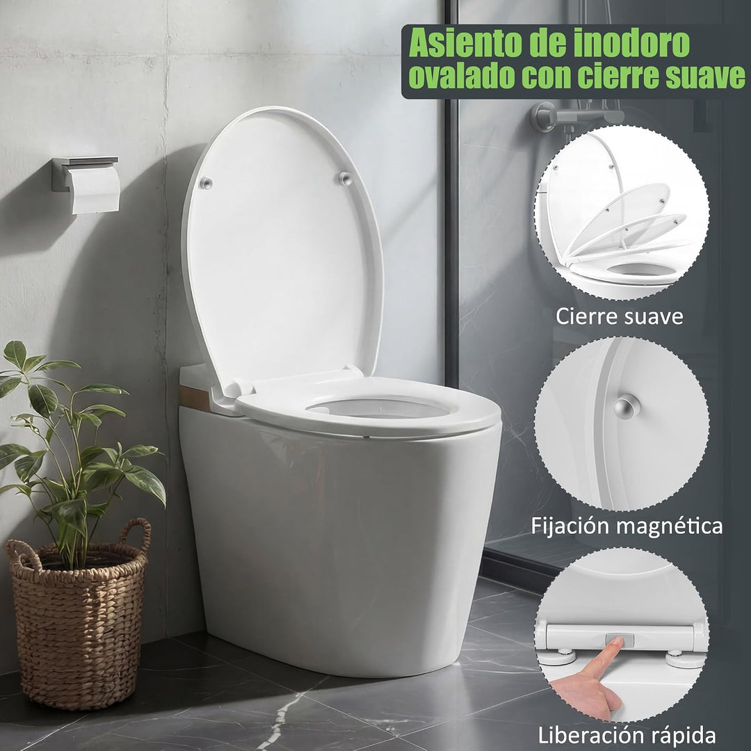 Himimi WC-Sitz mit Absenkautomatik, Quick-Release-Funktion &amp; einfacher Montage, PP O-Form Klodeckel-