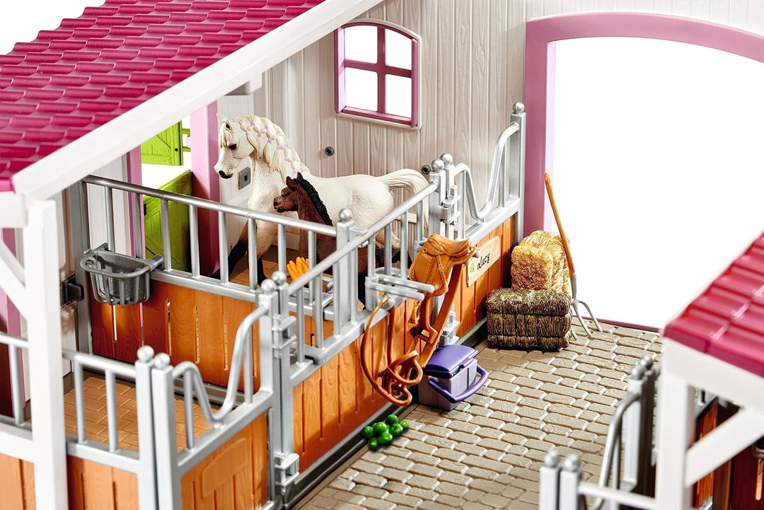 Schleich 42344 Reiterhof mit Reiterin und Pferden, für Kinder ab 3+ Jahren, FARM WORLD, Spielset alt