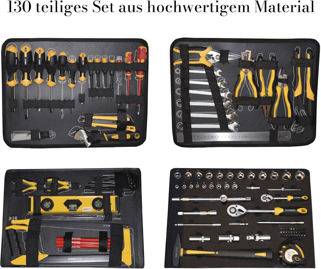 Werkzeugkoffer 130 tlg. | Heimwerker-Set | Werkzeugkasten aus Aluminium | Werkzeugtasche | Werkstatt