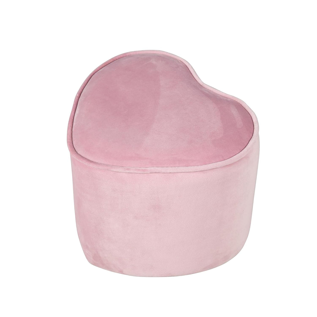 roba Kinderhocker Lil Sofa in Herzform - Bequemer Hocker in rosa Samtstoff - Polstermöbel Pouf für K