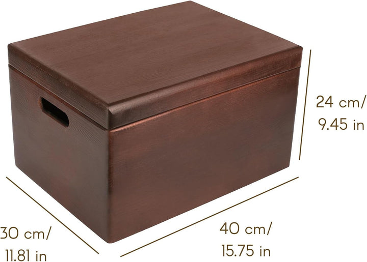 Creative Deco XXL Braun Grosse Holzkiste mit Deckel | 40x30x24 cm (+/-1cm) | Holztruhe Erinnerungsbo