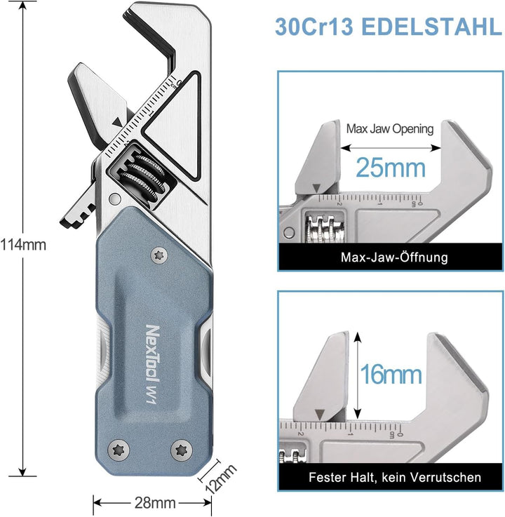 NexTool W1 MultiTool, 6 IN 1 Rollgabelschlüssel Multitool Werkzeug Multi Tool Faltbare Zange mit Nyl