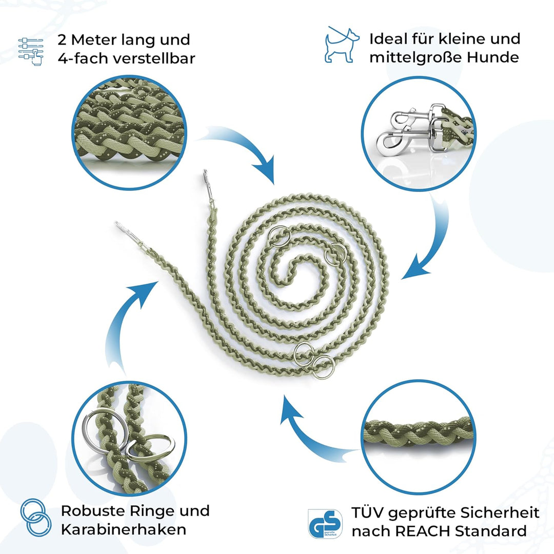 Testnote: Sehr gut - Hundeleine reflektierend I 2m, verstellbar, wetterfest & reissfest bis 250 kg I