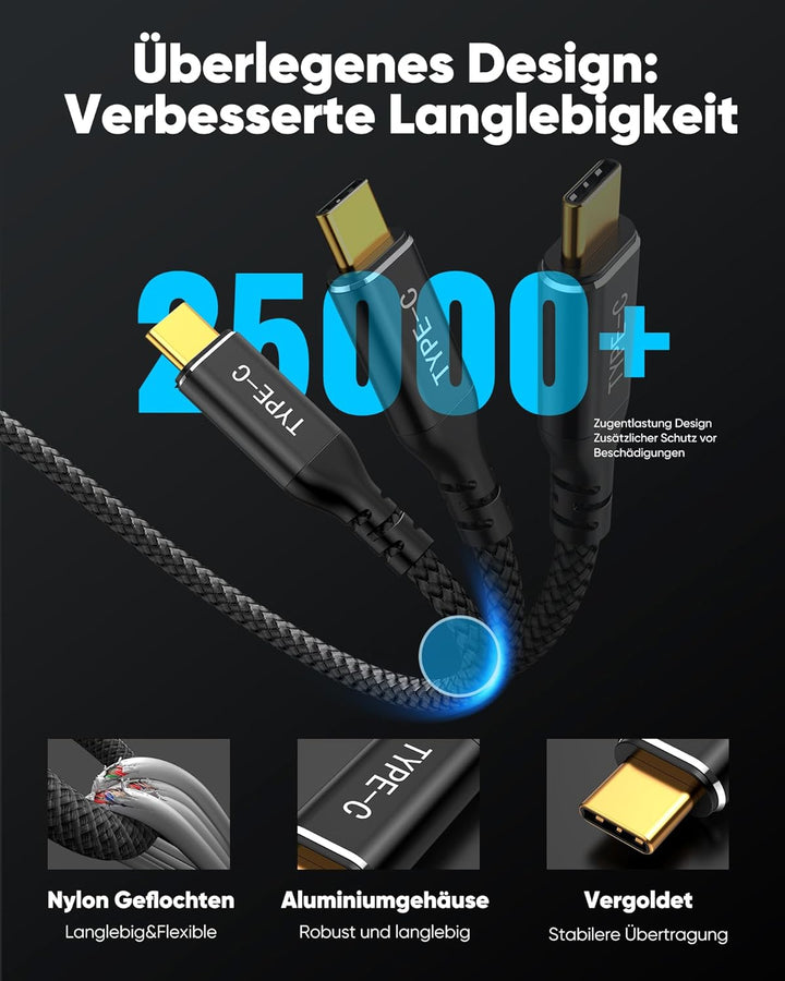 Highwings USB C auf HDMI Kabel 4K@60Hz 3Meter, USB C HDMI Kabel UHD Thunderbolt 3/4 Kompatibel für i