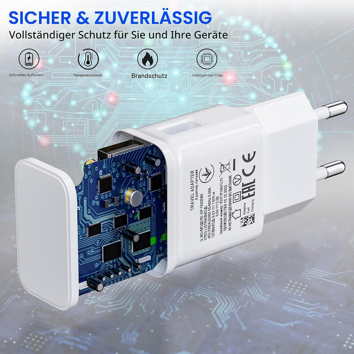2-Pack Ladegerät mit USB Typ-C Ladekabel Schnellladekabel Für Samsung Galaxy S8 S8+ S9 Plus S9+ S10