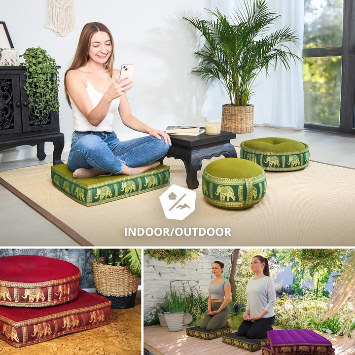 Livasia Sitzkissen Boden Thaiseide, Bodenkissen Indoor/Outdoor, Meditationskissen Yogakissen, Stuhla
