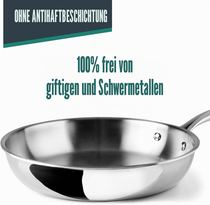 LACOR - 60848 - Trichef Bratpfanne, 18 cm, 18/10 Edelstahl Und Aluminium Dreilagiger, Ergonomischer