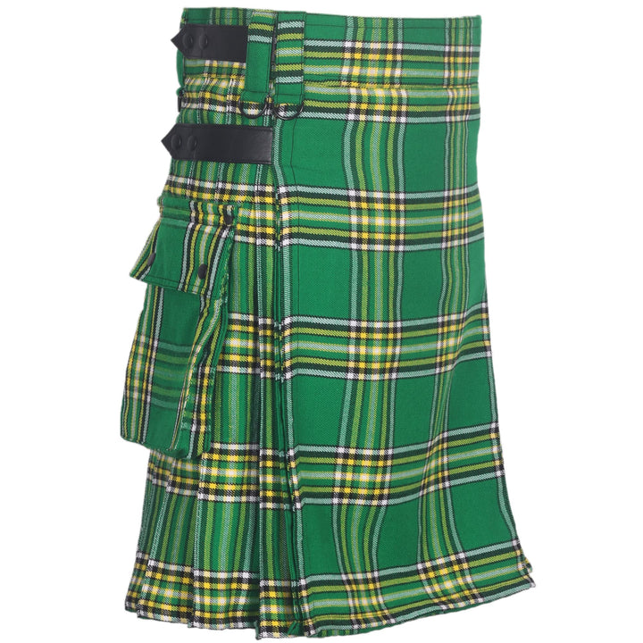 All Kilts Sports Utility-Kilt für Herren aus Acrylwolle mit Lederriemen Irish Heritage 30, Irish Her