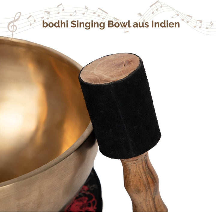 Bodhi Tibetische Klangschale Ø 24 cm | Handgefertigtes Klangschalen Set inkl. Kissen & Klöppel | Sin