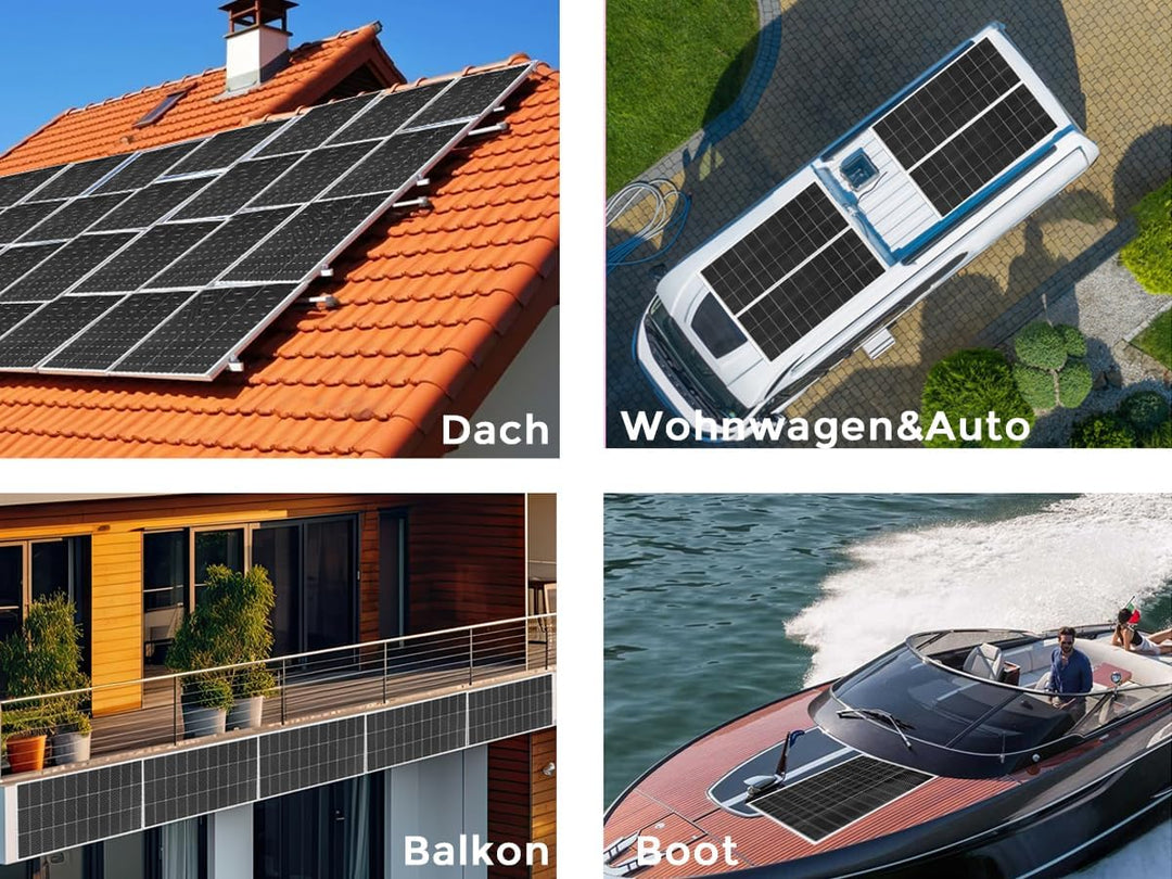 300W Solarpanel 12V, Monokristallines Solarpanel 300 Watt Wohnmobil, Solarmodul mit 90cm Solarkabel