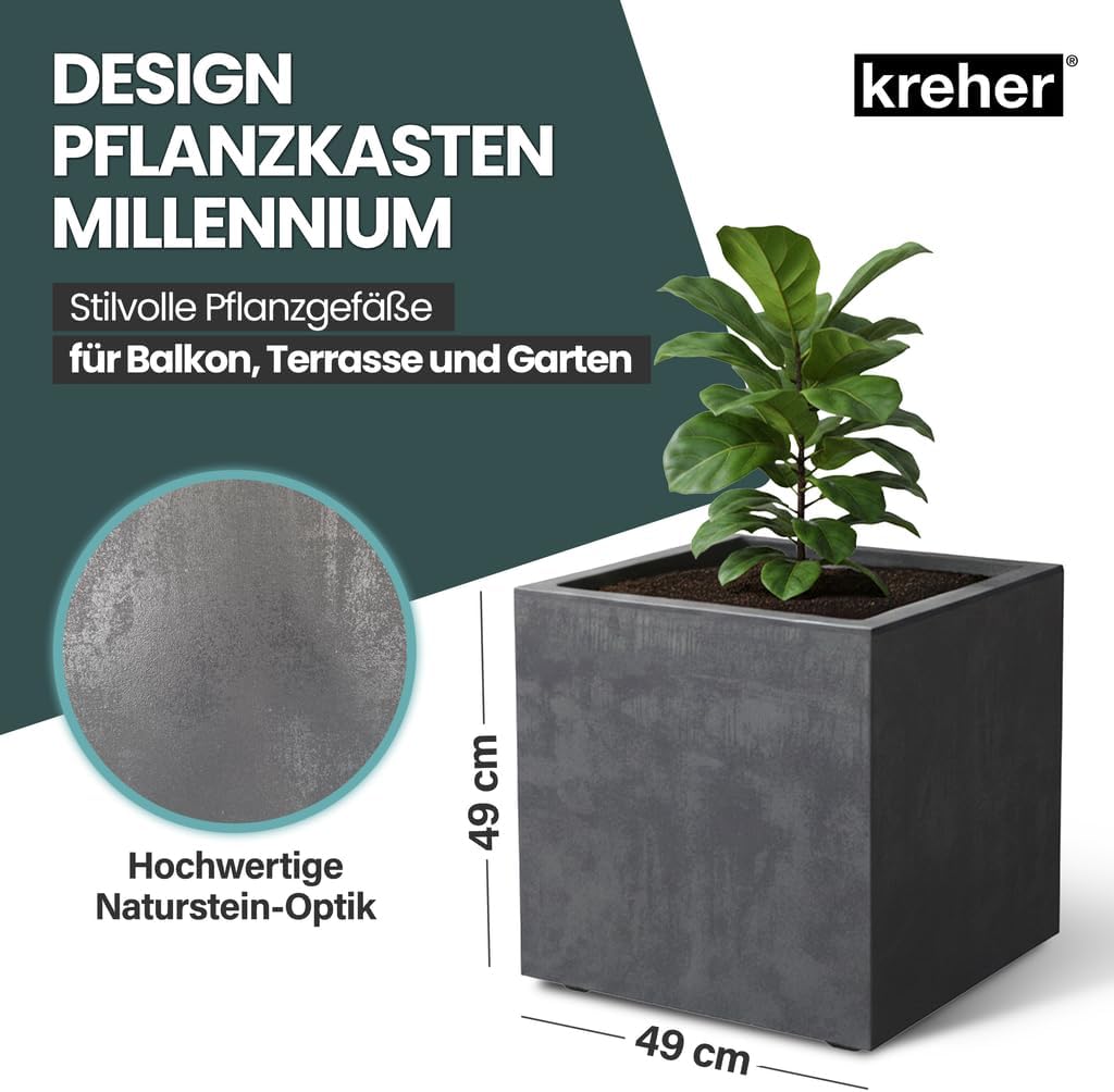 Kreher XL Pflanzkasten Millennium in verschiedenen Formaten und Farben. Tolle Naturstein Optik in Br
