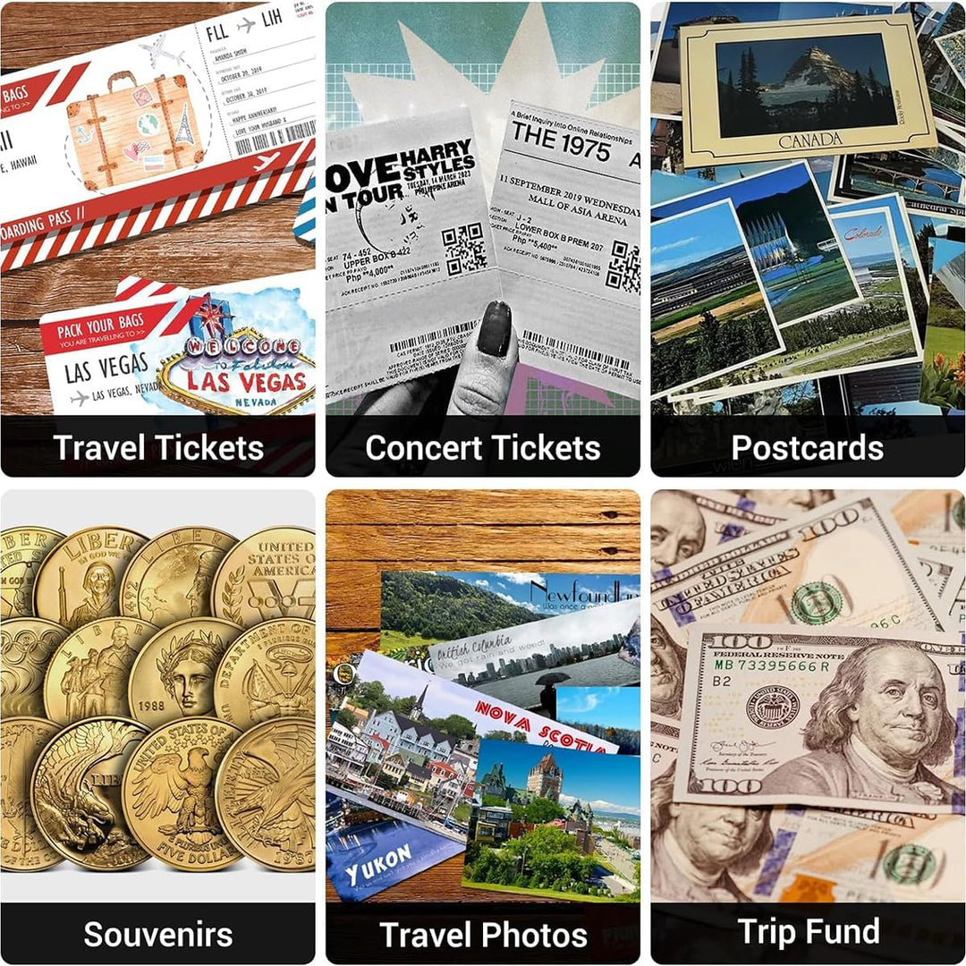 Reise Abenteuer Archivbox für Erinnerungen, 29*29cm Reise Konzert Ticket Schattenbox mit Schlitz, Re