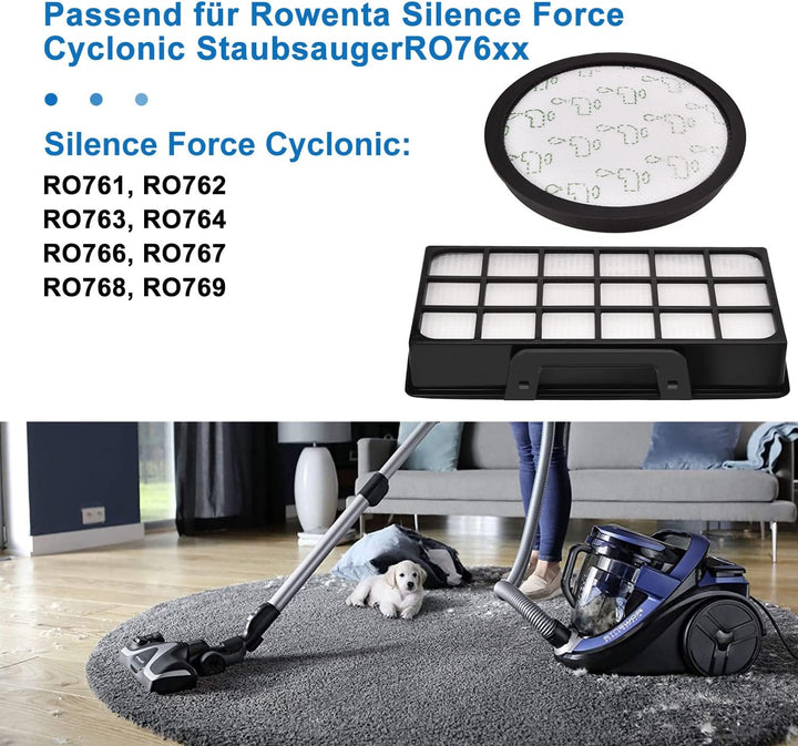 2 Stück HEPA Filter für Rowenta ZR903701 Silence Force Cyclonic Staubsauger ro76xx, ro7611 ro7612 ro