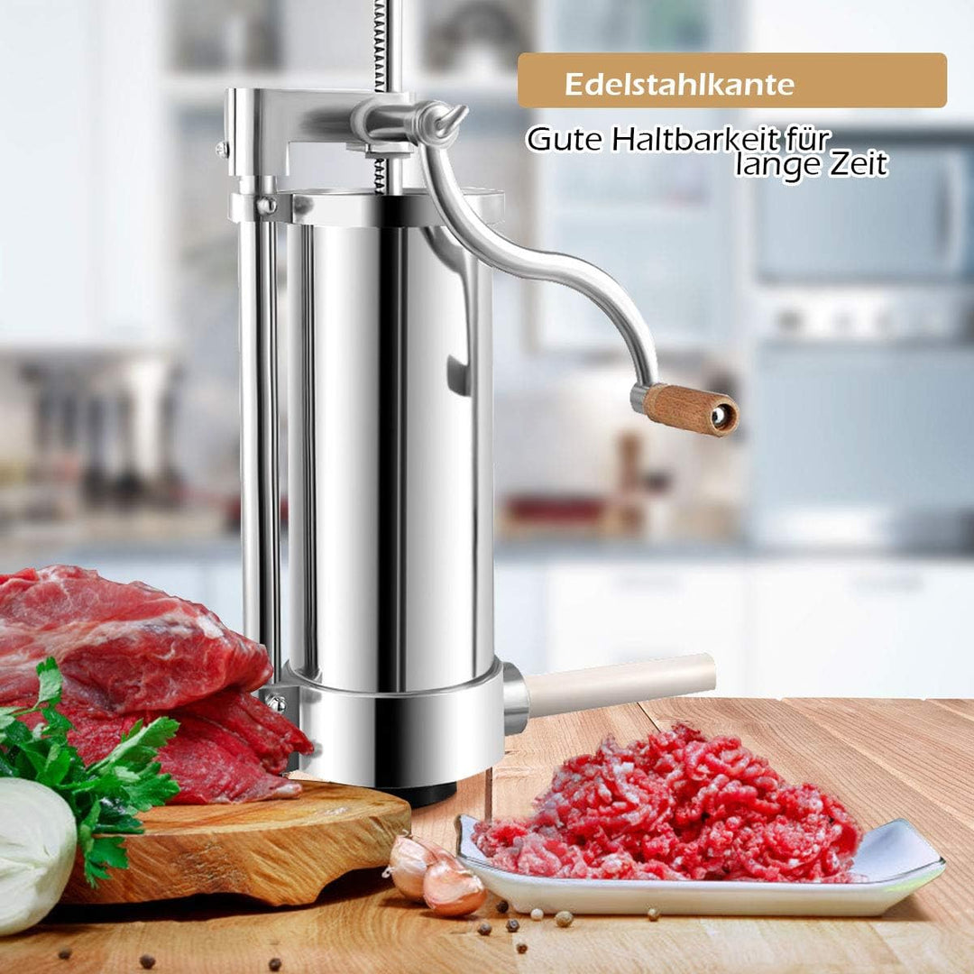 GOPLUS Wurstfüller aus Edelstahl, Wurstfüllmaschine Wurstmaschine Manuell, Wurstpress mit 4 verschie