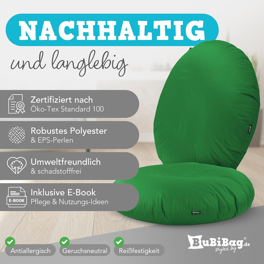 BuBiBag 2in1 Sitzsack L - XXL mit Füllung für Kinder &amp; Erwachsene, Gaming Beanbag &amp; Bodenkissen für