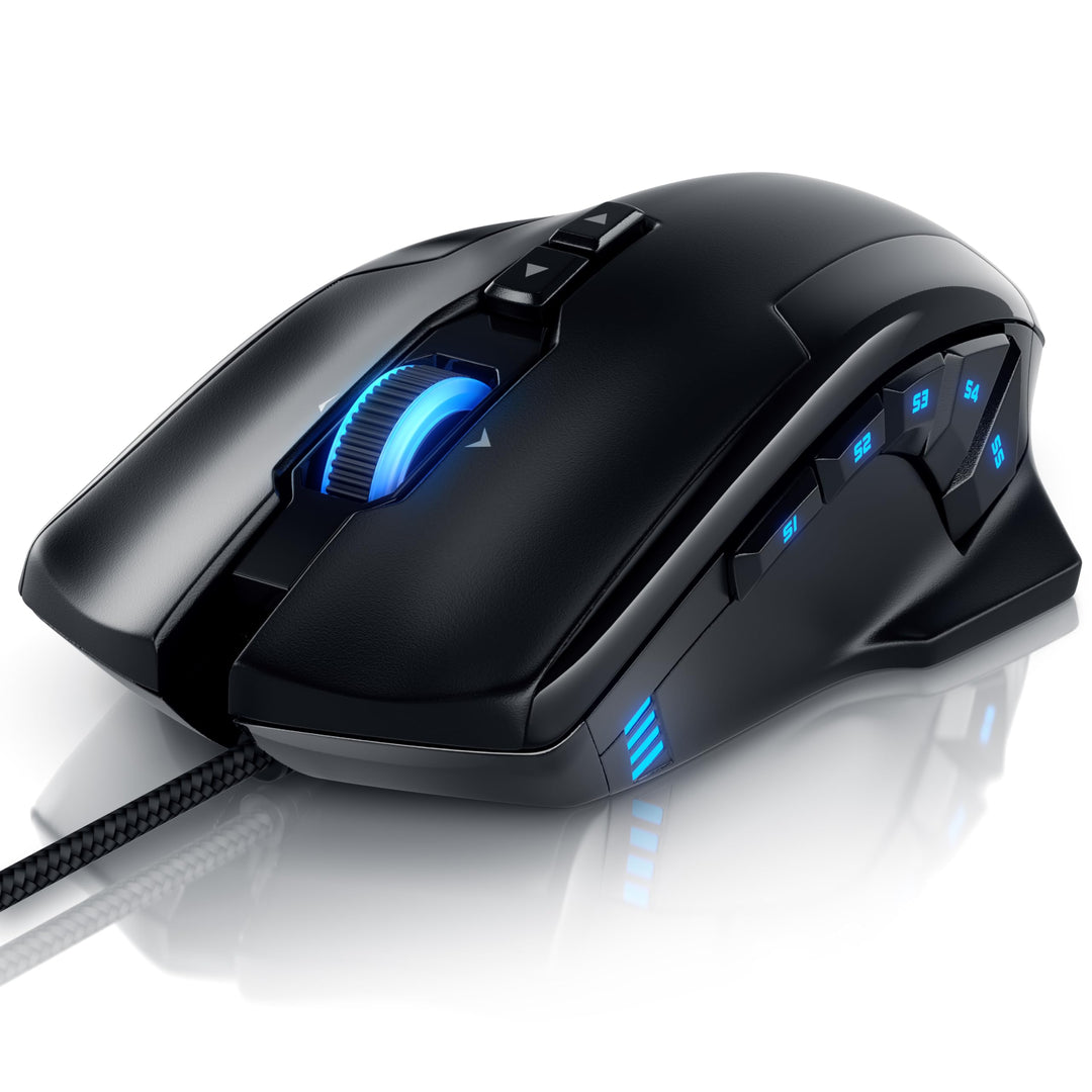Titanwolf - Gaming Optical Mouse mit 12 programmierbare Tasten - Maus mit 10800 DPI Abtastrate - Hig