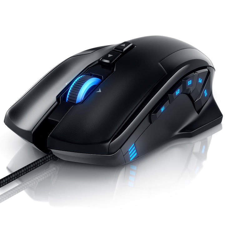 Titanwolf - Gaming Optical Mouse mit 12 programmierbare Tasten - Maus mit 10800 DPI Abtastrate - Hig