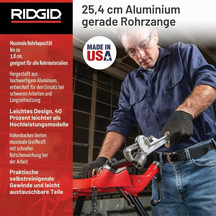 RIDGID 31090 Modell 810 gerade Aluminium-Rohrzange, 10" Sanitär-Schraubenschlüssel 10 inch, 10 inch