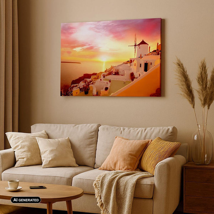 Bilder auf Leinwand Santorini Griechenland Urlaub Leinwandbild 70x50cm Wandbilder Dekoration Wohnzim