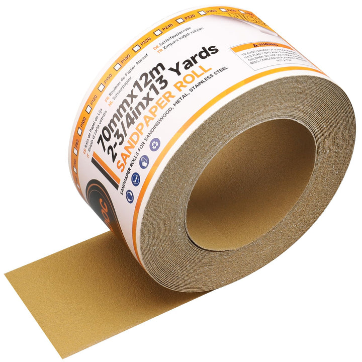 Shineboc Körnung 120 Selbstklebende Schleifpapier Rolle 70 mm x 12 m Schleifpapier Rolle für Auto un