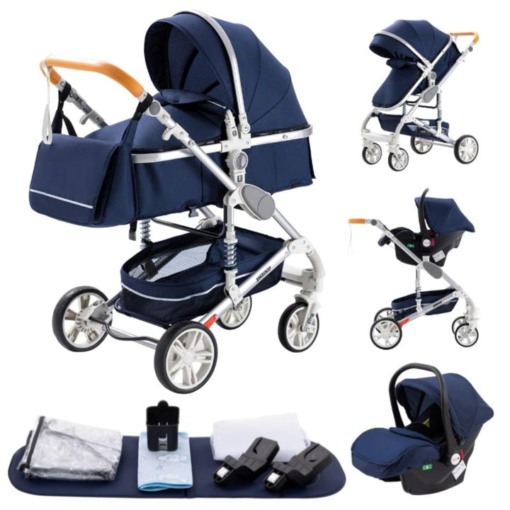 GLOKID Kinderwagen 3 in 1,Reisesysteme, Buggy mit Umkehrbarem Zwei-Wege-Schub,Babywanne Buggy&Sports