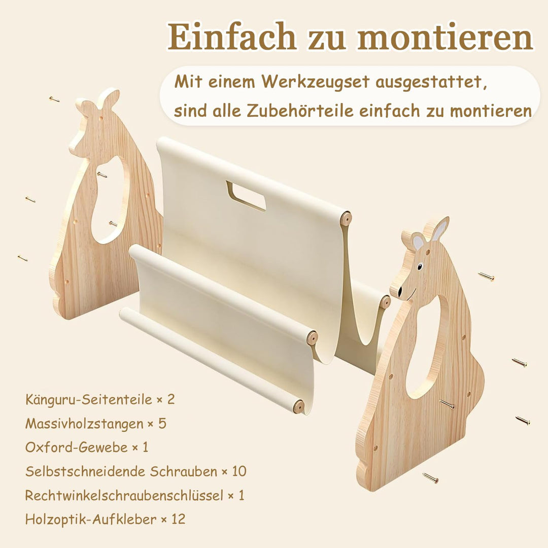 Kinder Bücherregal aus Holz, Montessori Regal Kinderzimmer, Doppelseitiges Bücherregal Kinder Holz,