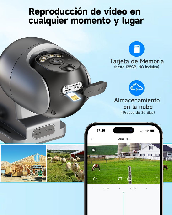 4G LTE Überwachungskamera Aussen Solar mit SIM Karte【2 STK】- 2K HD PTZ Kabellos Kamera Ohne WLAN Out